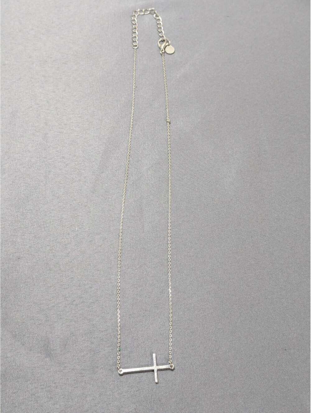 Delicate Silver Horizontal Cross Necklace